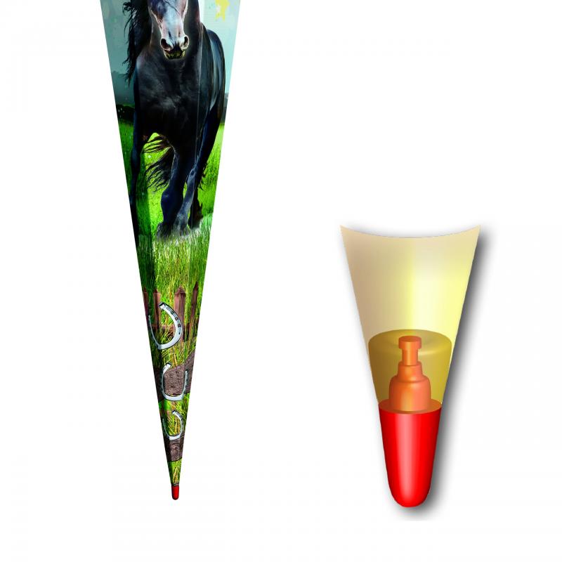 Schultüte mit Gravur / Zuckertüte / 85cm / eckig / "Pferd - Power Horse"