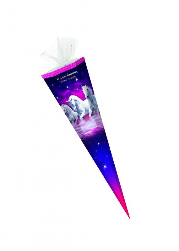Schultüte mit Gravur / Zuckertüte / 85cm / eckig / "Pferde"