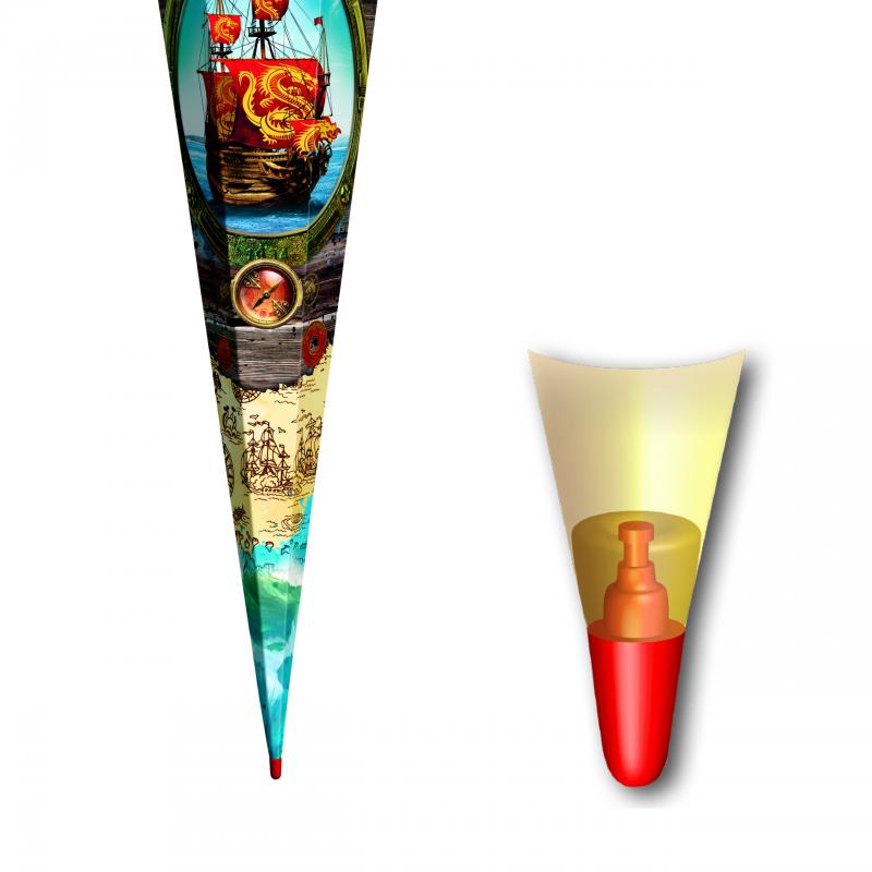 Schultüte mit Gravur / Zuckertüte / 85cm / eckig / "Piratenschiff"