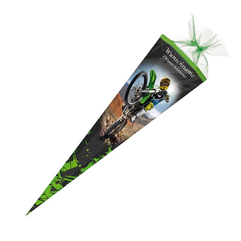 Schultüte mit Gravur / Zuckertüte / 85cm / eckig / "Wheelie"