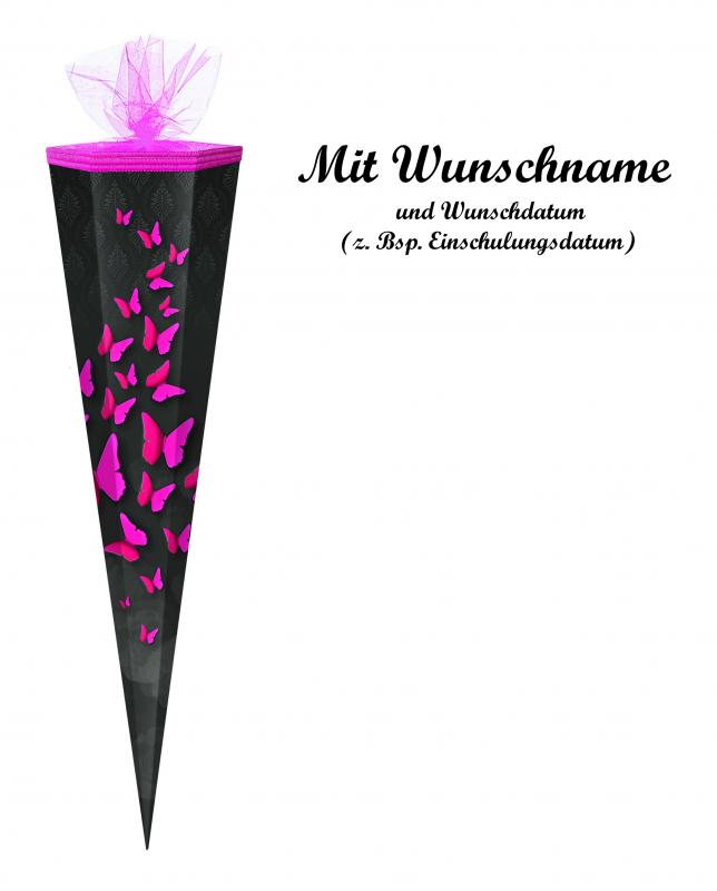 Schultüte mit Namensgravur - 85cm - eckig - "Schmetterlinge"