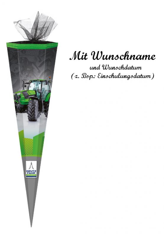 Schultüte mit Namensgravur - Zuckertüte - 85cm - eckig - "Deutz Traktor"