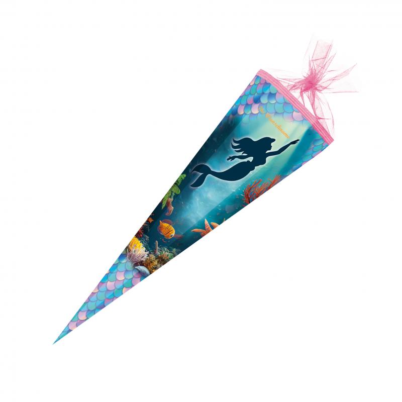 Schultüte mit Namensgravur - Zuckertüte - 85cm / eckig - "Meerjungfrau"