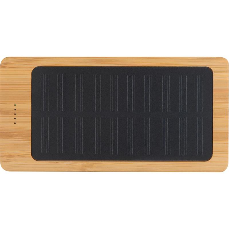 Solar Powerbank im Bambusgehäuse mit Gravur / mit 8.000 mAh Leistung