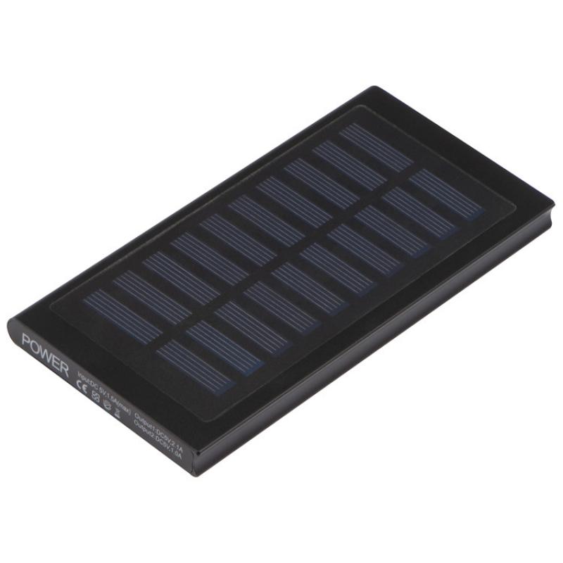 Solar-Powerbank mit Gravur / Leistung 8.000mAh / aus Metall / mit USB-Ladekabel