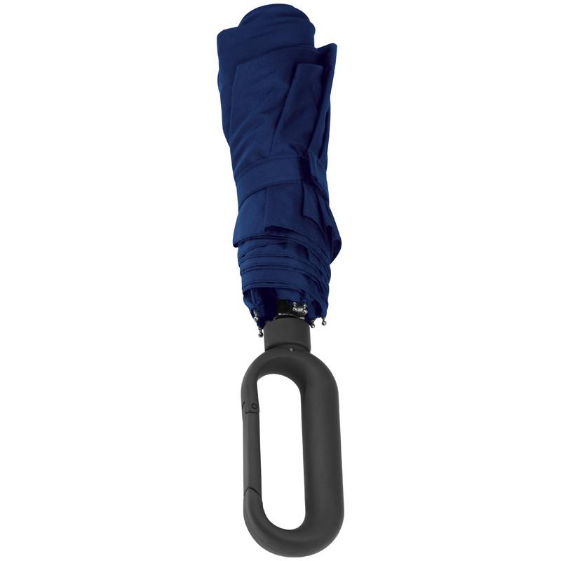 Taschenschirm mit Gravur / aus Pongee mit Karabinergriff / Farbe: dunkelblau