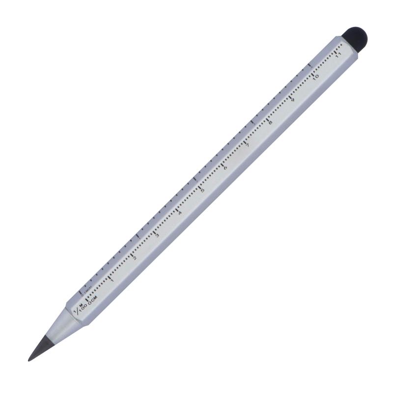 Tintenloser Touchpen Lineal Kugelschreiber mit Gravur / Farbe: silber