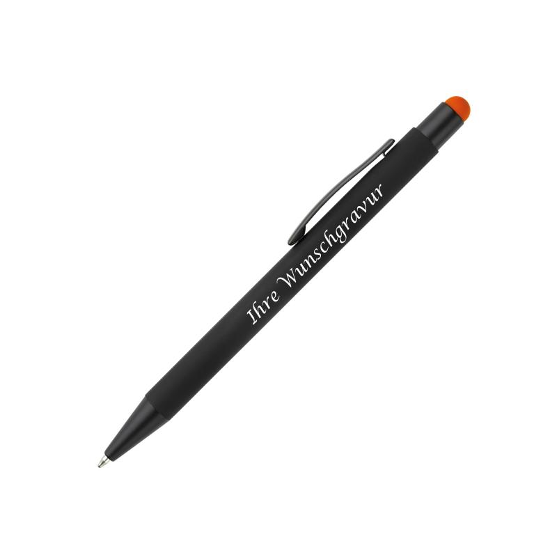 Touchpen Kugelschreiber mit Gravur / aus Metall / Stylusfarbe: orange