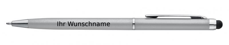 Touchpen Kugelschreiber mit Gravur / Farbe: grau/silbergrau
