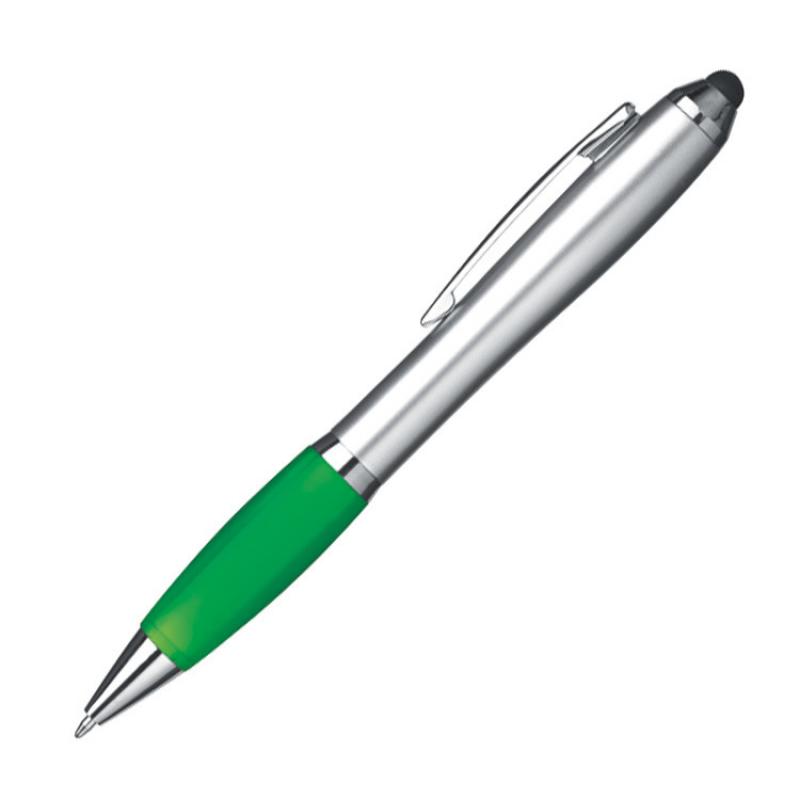 Touchpen Kugelschreiber mit Gravur / Farbe: silber-grün