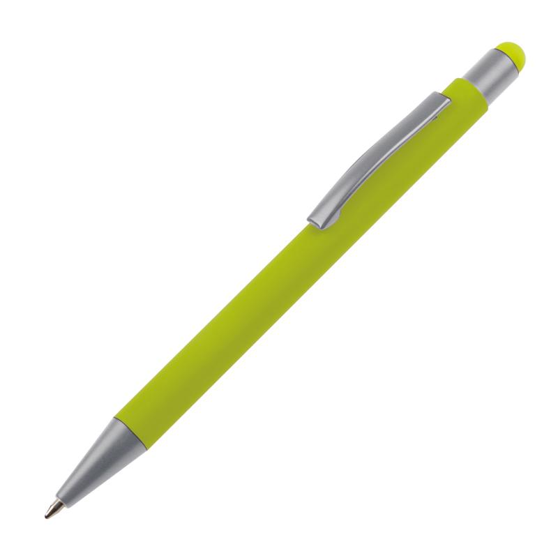 Touchpen Kugelschreiber mit Namensgravur / aus Metall / Farbe: hellgrün