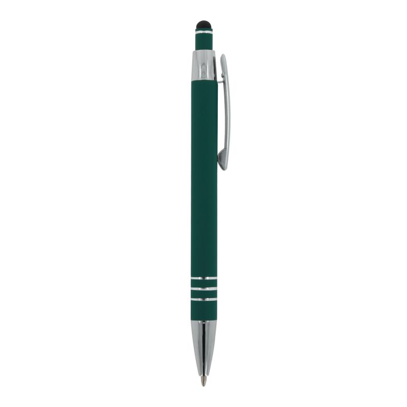 Touchpen Kugelschreiber mit Namensgravur - aus Metall - Soft-Touch - dunkelgrün