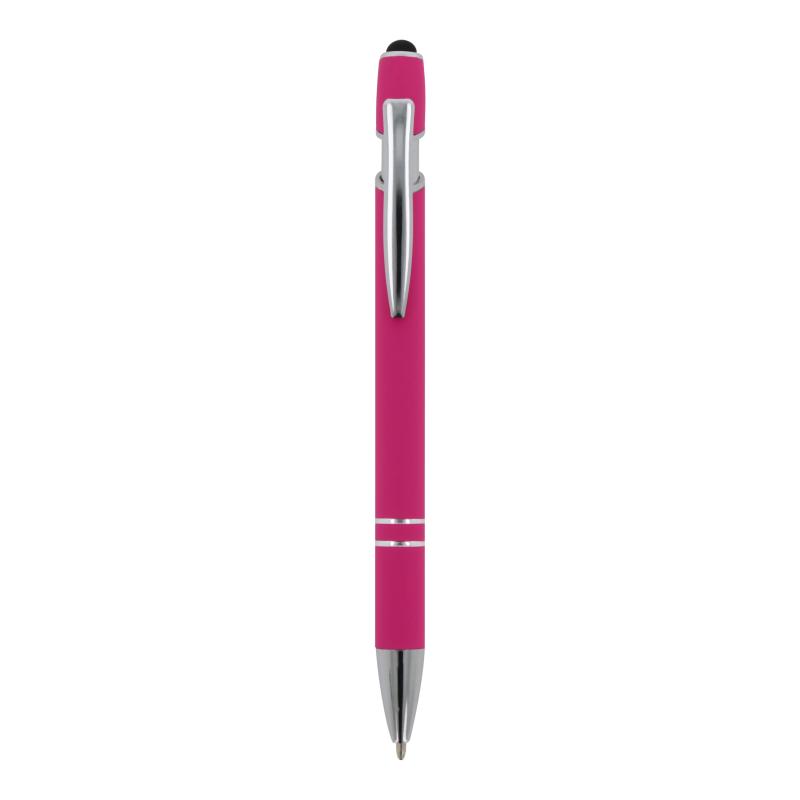 Touchpen Kugelschreiber mit Namensgravur - aus Metall - Soft-Touch - Farbe: pink