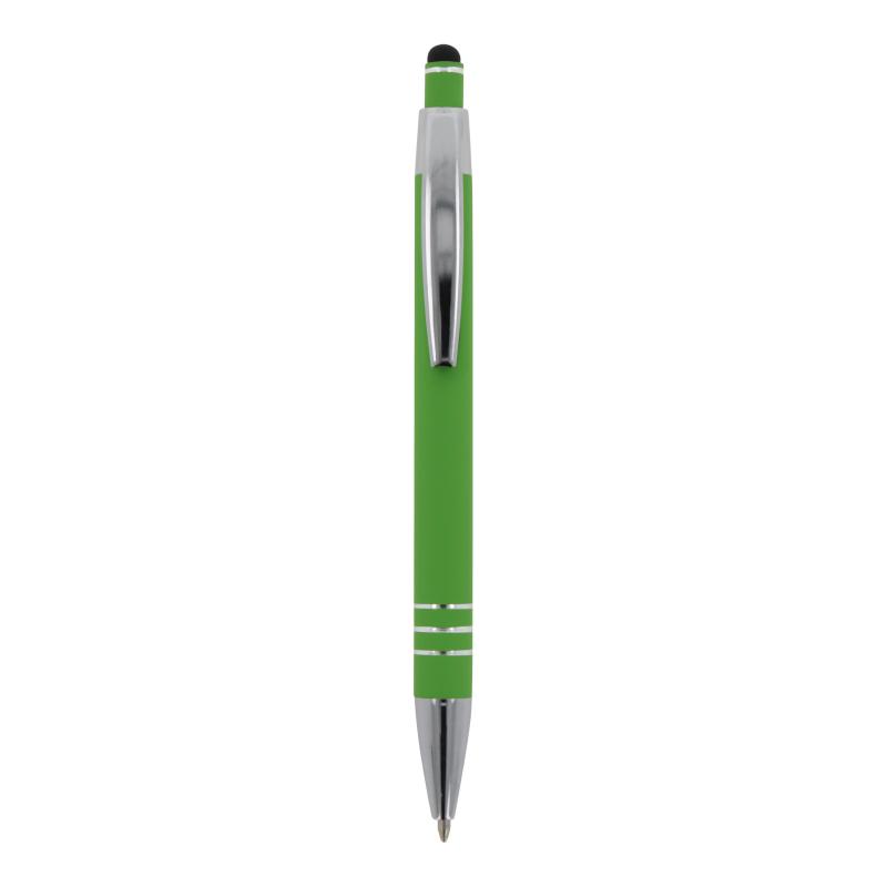Touchpen Kugelschreiber mit Namensgravur - aus Metall - Soft-Touch - hellgrün