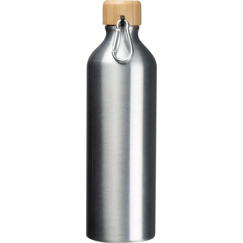 Trinkflasche aus recyceltem Aluminium mit Namensgravur - 750 ml - silbergrau