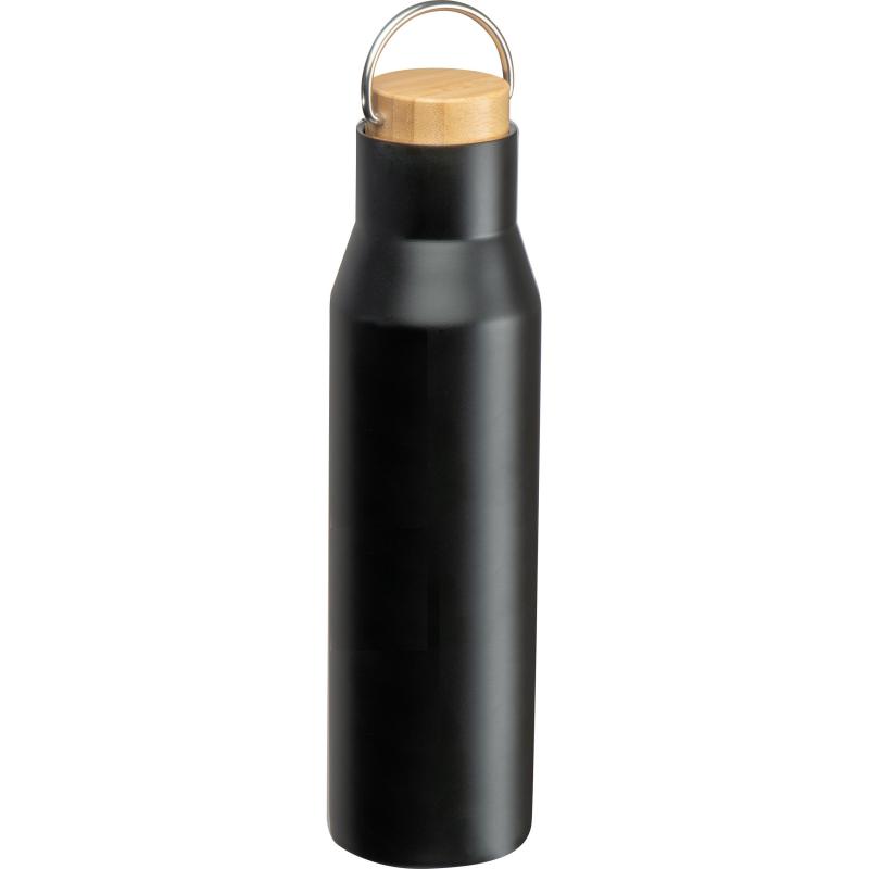 Trinkflasche aus recyceltem Edelstahl mit Namensgravur - 550ml - Farbe: schwarz