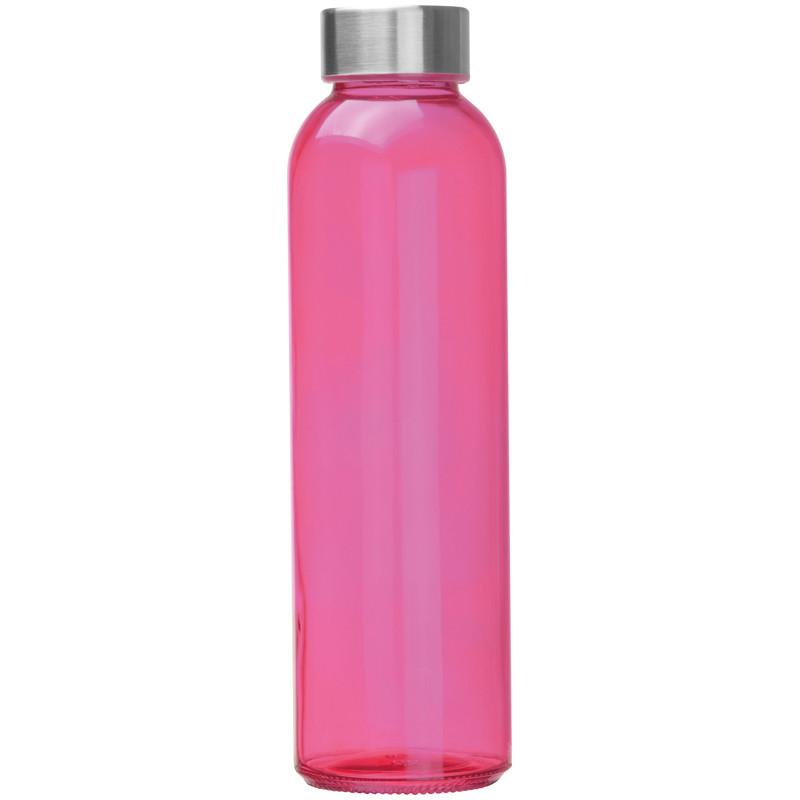 Trinkflasche mit Namensgravur - aus Glas - Füllmenge: 500ml - Farbe: pink